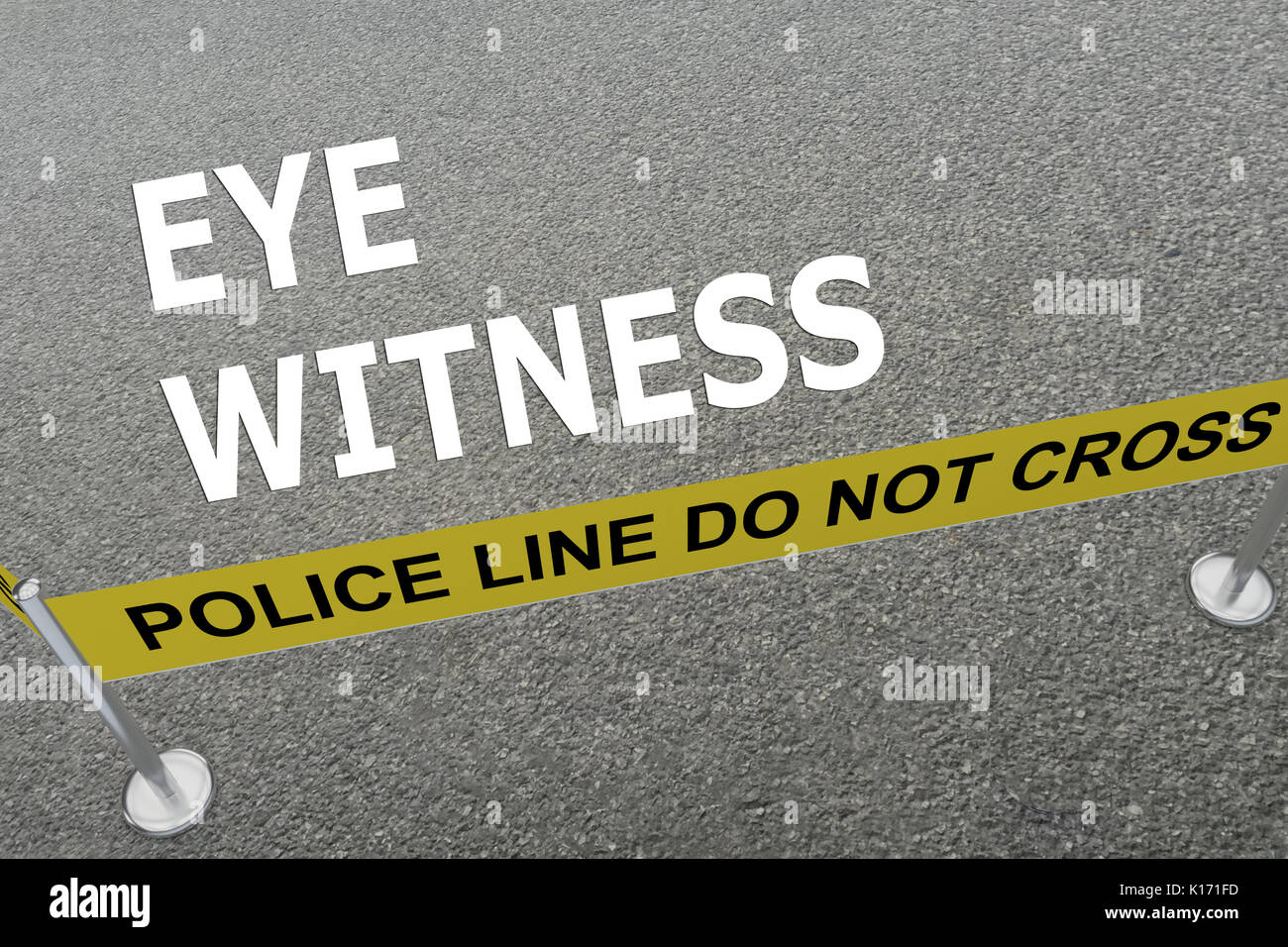 3D-Darstellung der "Augenzeuge" Titel auf dem Boden in einem Polizei Arena Stockfoto
