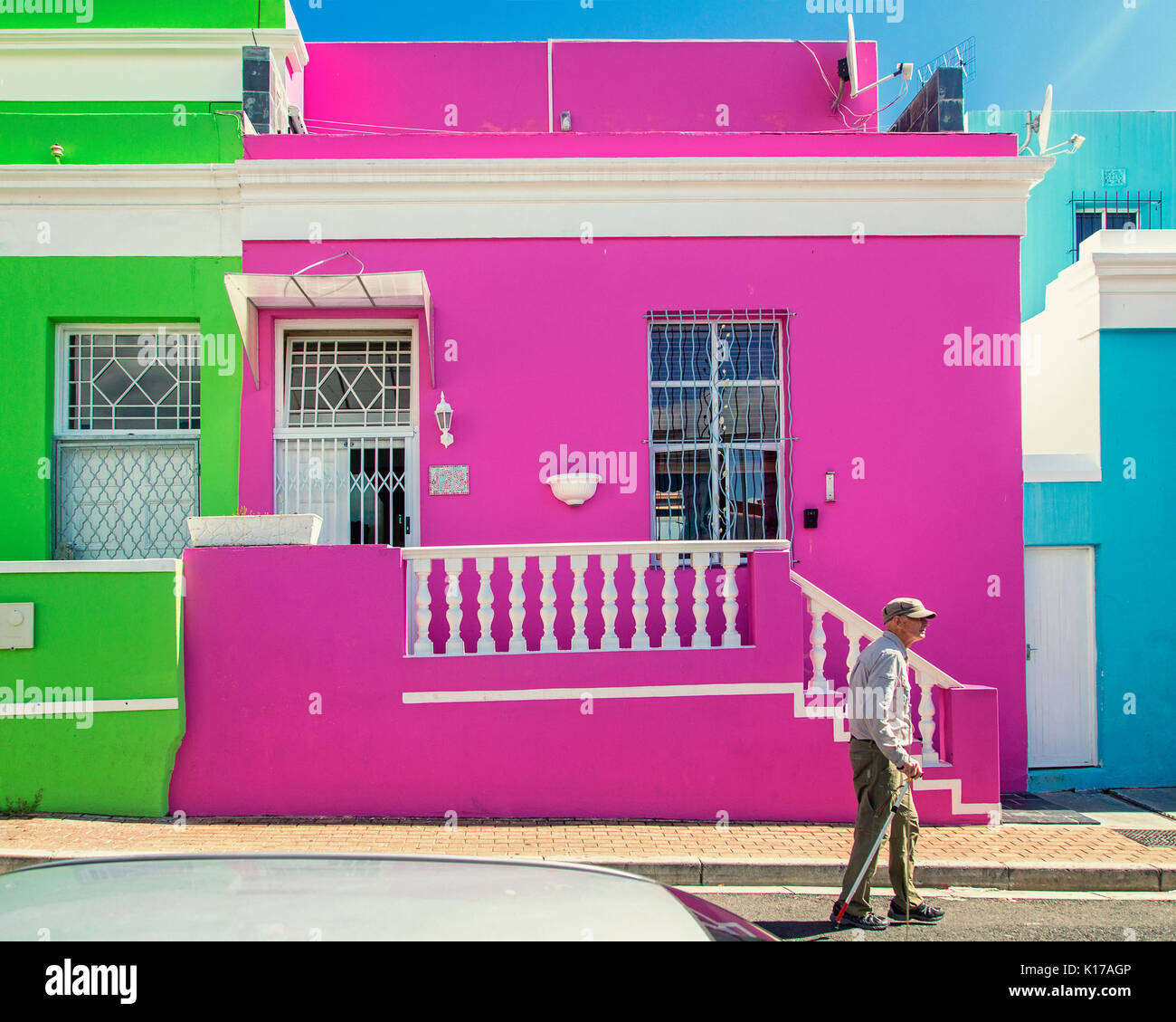 Bunte Häuser in der Malaiischen Viertel von Kapstadt, Südafrika Stockfoto