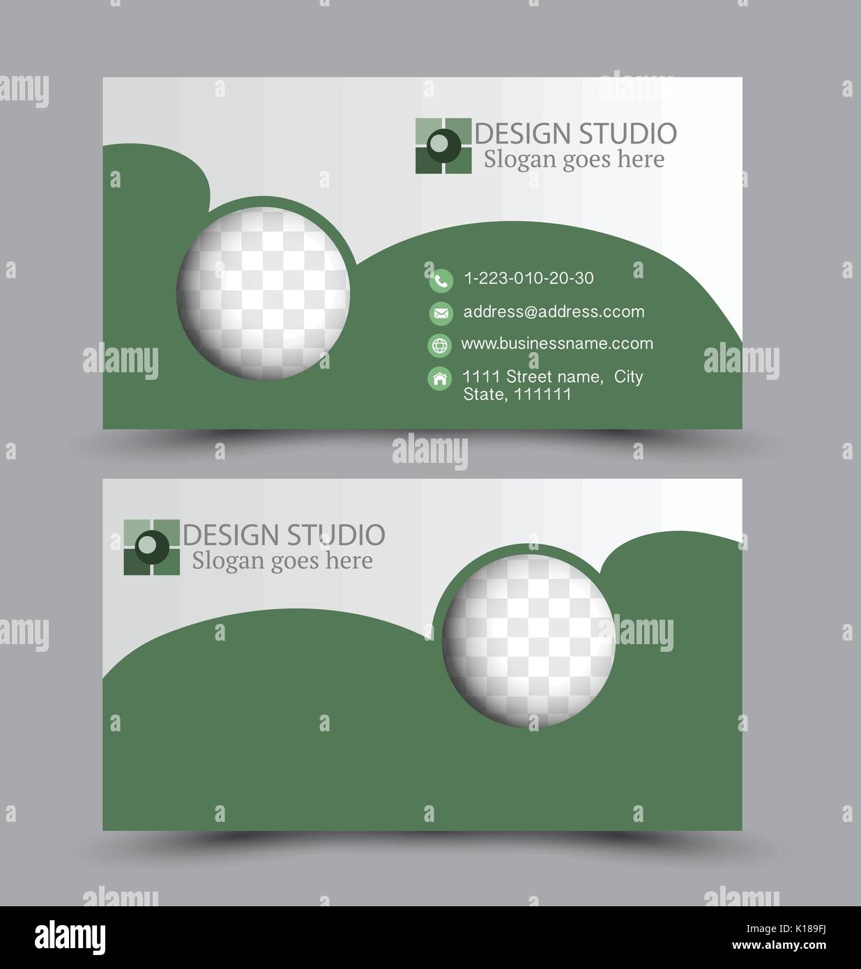 Business Card design Vorlage für Unternehmen Corporate Stil. grüne Farbe. Vector Illustration. Stock Vektor