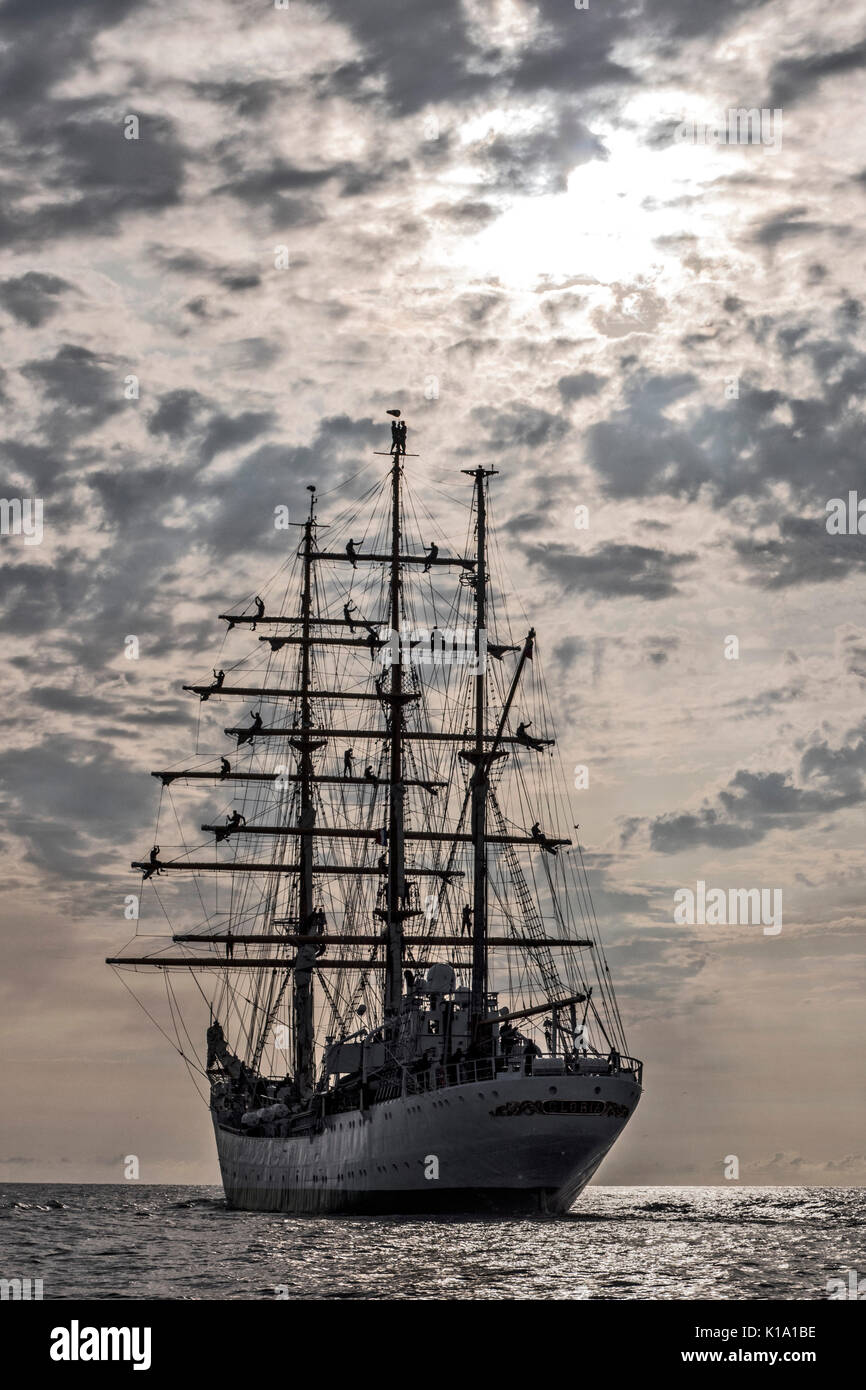 Le Gloria navire La Pierre Chaude, Départ de Brest 24 Aout 2017, Mer d'Iroise Stockfoto