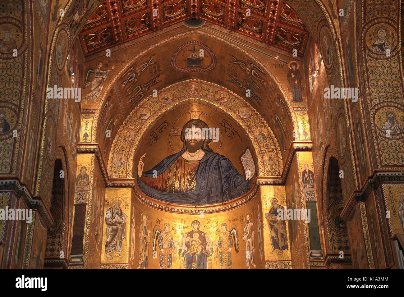 Sizilien, Stadt Monreale, innen in der Kathedrale Santa Maria Nuova, Unesco Weltkulturerbe Stockfoto