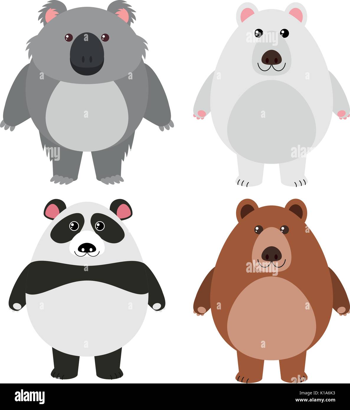 Verschiedene Arten von Bären auf weißem Hintergrund Abbildung Stock Vektor