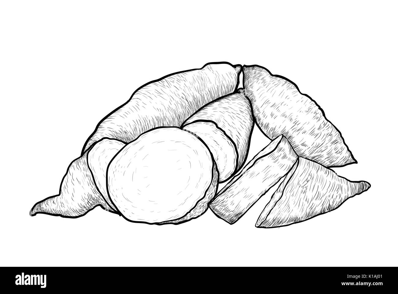 Hand Zeichnung von Kartoffel. Schwarz und Weiß eine einfache Linie Vektor Illustration für Malbuch - Linie Vektor Stock Vektor