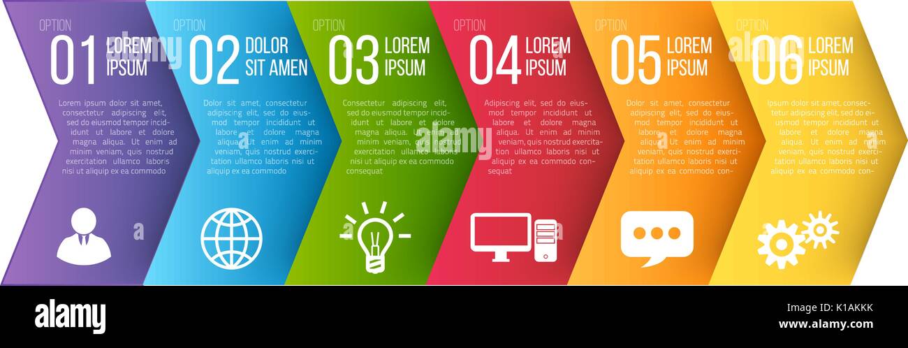 Infografik-Stil farbigen Pfeil-Menü oder eine option Stock Vektor