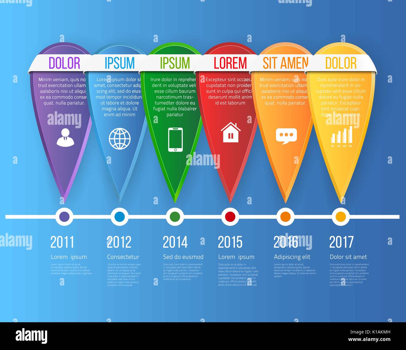 Business-Template mit 6 Optionen, Schritte oder Verfahren. Stock Vektor
