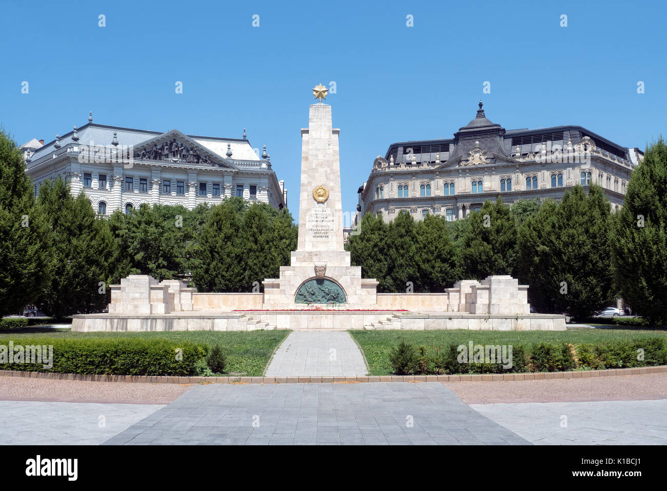 Das Sowjetische Kriegerdenkmal in Platz der Freiheit, Budapest, Ungarn Stockfoto