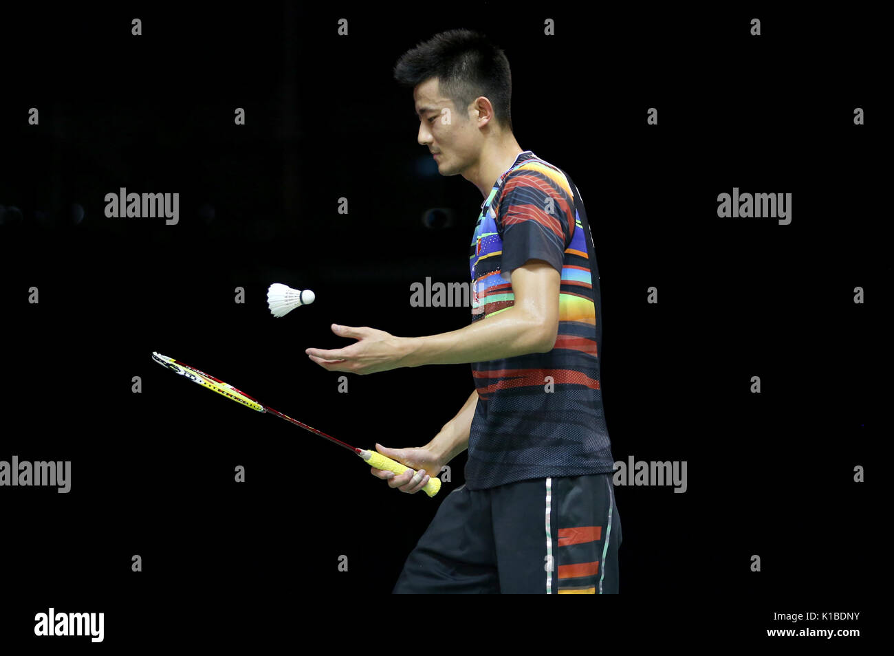 China's Long Chen im Viertelfinale am Tag fünf der BWF-Weltmeisterschaften 2017 im Emirates Arena, Glasgow. PRESS ASSOCIATION Foto. Bild Datum: Freitag, August 25, 2017. Siehe PA Geschichte BADMINTON Welt. Photo Credit: Jane Barlow/PA-Kabel. Einschränkungen: Nur für den redaktionellen Gebrauch bestimmt. Keine kommerzielle Nutzung. Stockfoto China's Long Chen im Viertelfinale am Tag fünf der BWF-Weltmeisterschaften 2017 im Emirates Arena, Glasgow. PRESS ASSOCIATION Foto. Bild Datum: Freitag, August 25, 2017. Siehe PA Geschichte BADMINTON Welt. Photo Credit: Jane Barlow/PA-Kabel. Einschränkungen: Nur für den redaktionellen Gebrauch bestimmt. Keine kommerzielle Nutzung. Stockfoto