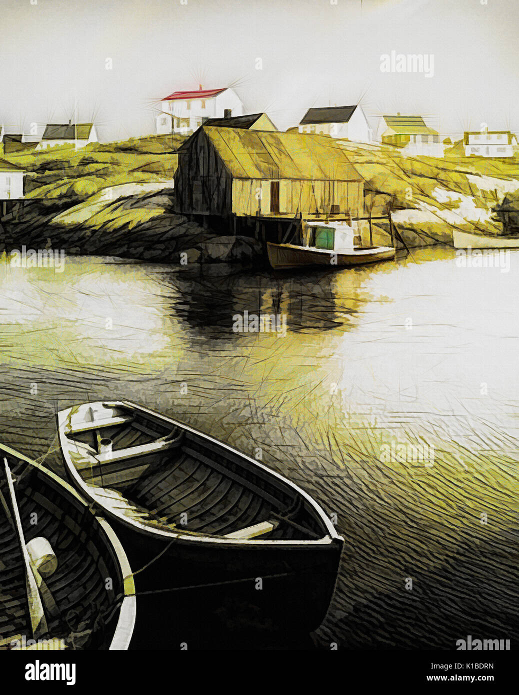 Digitale Kunst: Peggy's Cove, Nova Scotia, Kanada Stockfoto