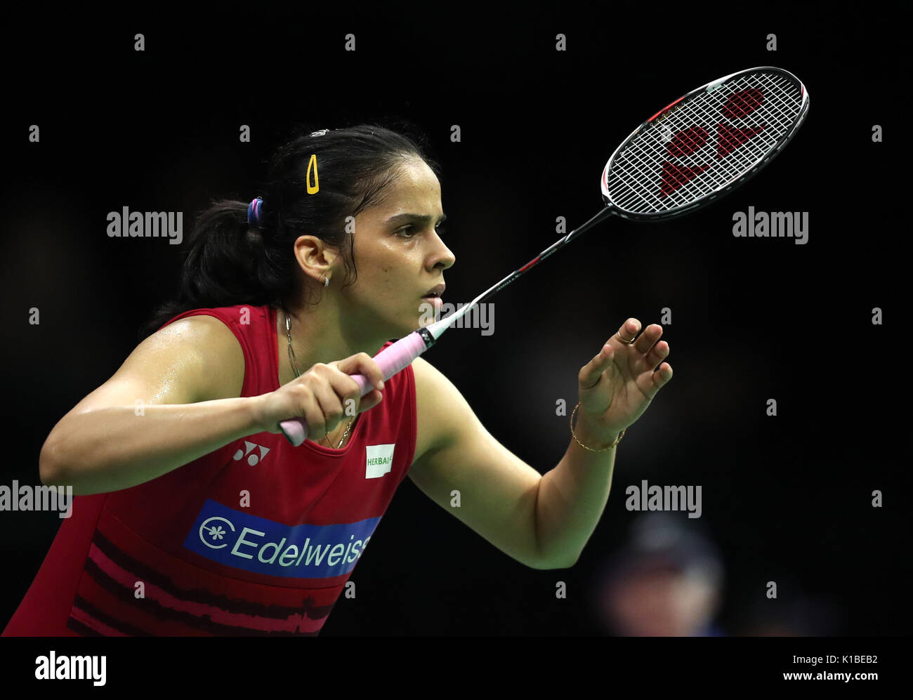 Indiens Saina Nehwal im Viertelfinale am Tag fünf der BWF-Weltmeisterschaften 2017 im Emirates Arena, Glasgow. PRESS ASSOCIATION Foto. Bild Datum: Freitag, August 25, 2017. Siehe PA Geschichte BADMINTON Welt. Photo Credit: Jane Barlow/PA-Kabel. Einschränkungen: Nur für den redaktionellen Gebrauch bestimmt. Keine kommerzielle Nutzung. Stockfoto Indiens Saina Nehwal im Viertelfinale am Tag fünf der BWF-Weltmeisterschaften 2017 im Emirates Arena, Glasgow. PRESS ASSOCIATION Foto. Bild Datum: Freitag, August 25, 2017. Siehe PA Geschichte BADMINTON Welt. Photo Credit: Jane Barlow/PA-Kabel. Einschränkungen: Nur für den redaktionellen Gebrauch bestimmt. Keine kommerzielle Nutzung. Stockfoto