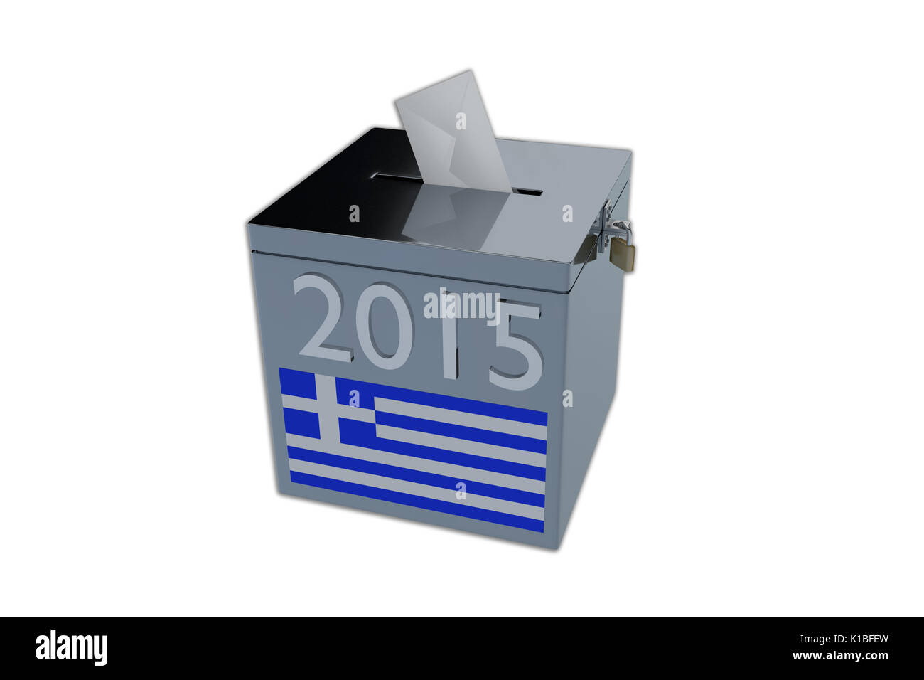 Render Abbildung der Griechischen Wahlstimmzettel 2015, isoliert auf Weiss. Stockfoto