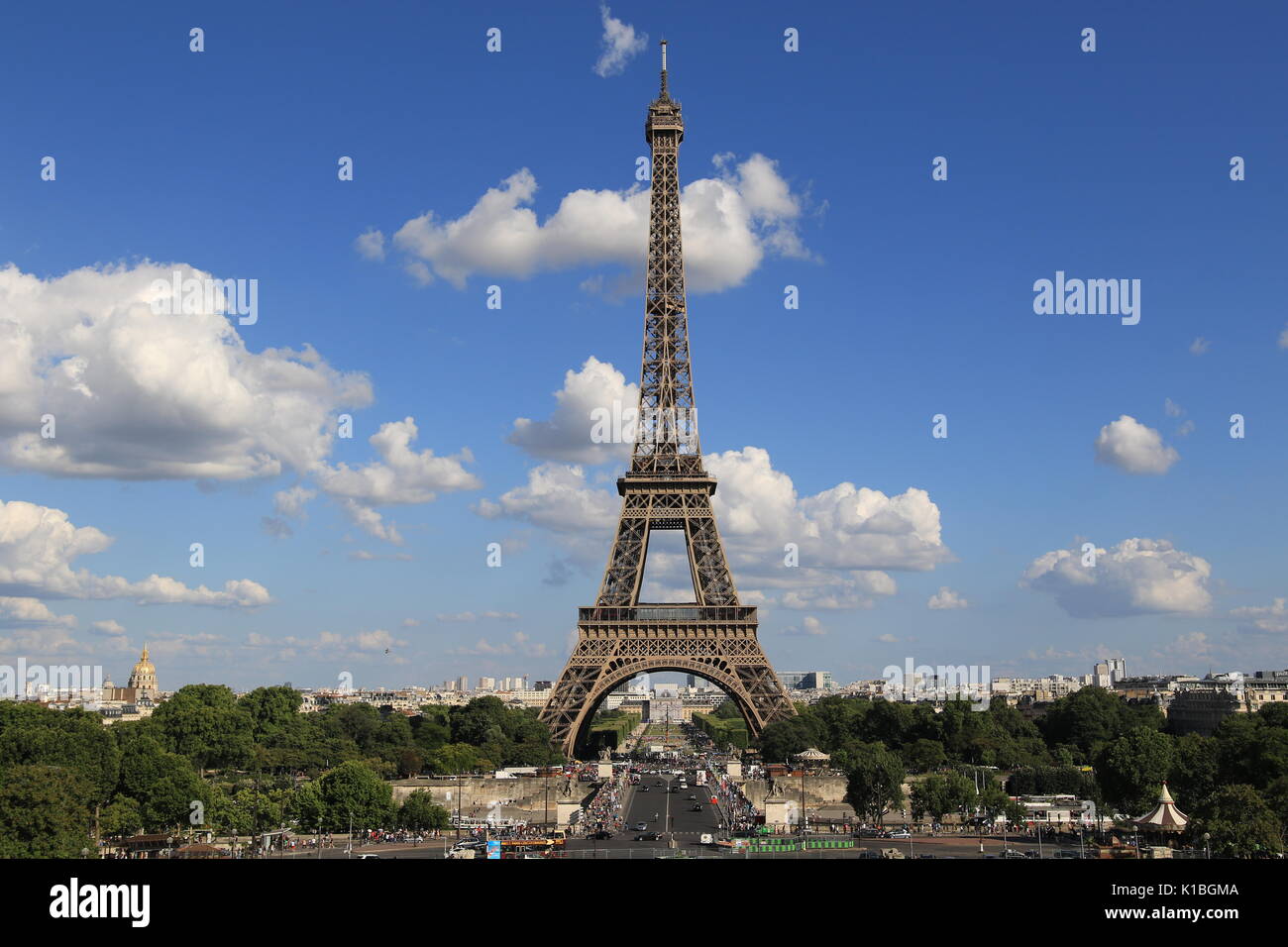 Einen schönen Blick auf den Eiffelturm. Stockfoto