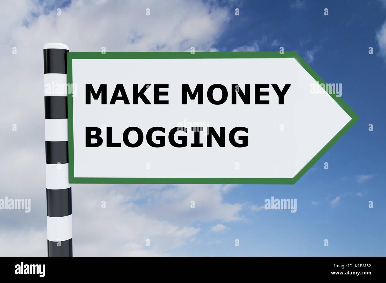 Render Abbildung: Blogging Geld Titel auf Schild Stockfoto