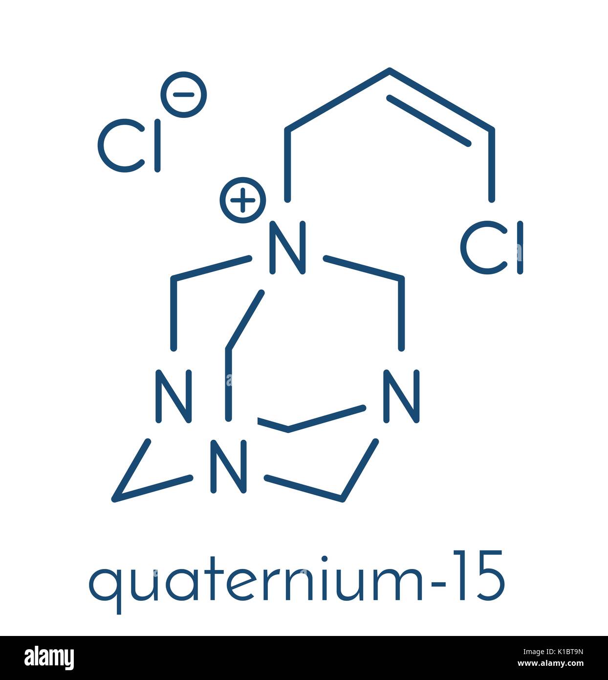 Quaternium-15 Tensid und Konservierungsmittel Molekül (Formaldehyd releaser). Skelettmuskulatur Formel. Stock Vektor