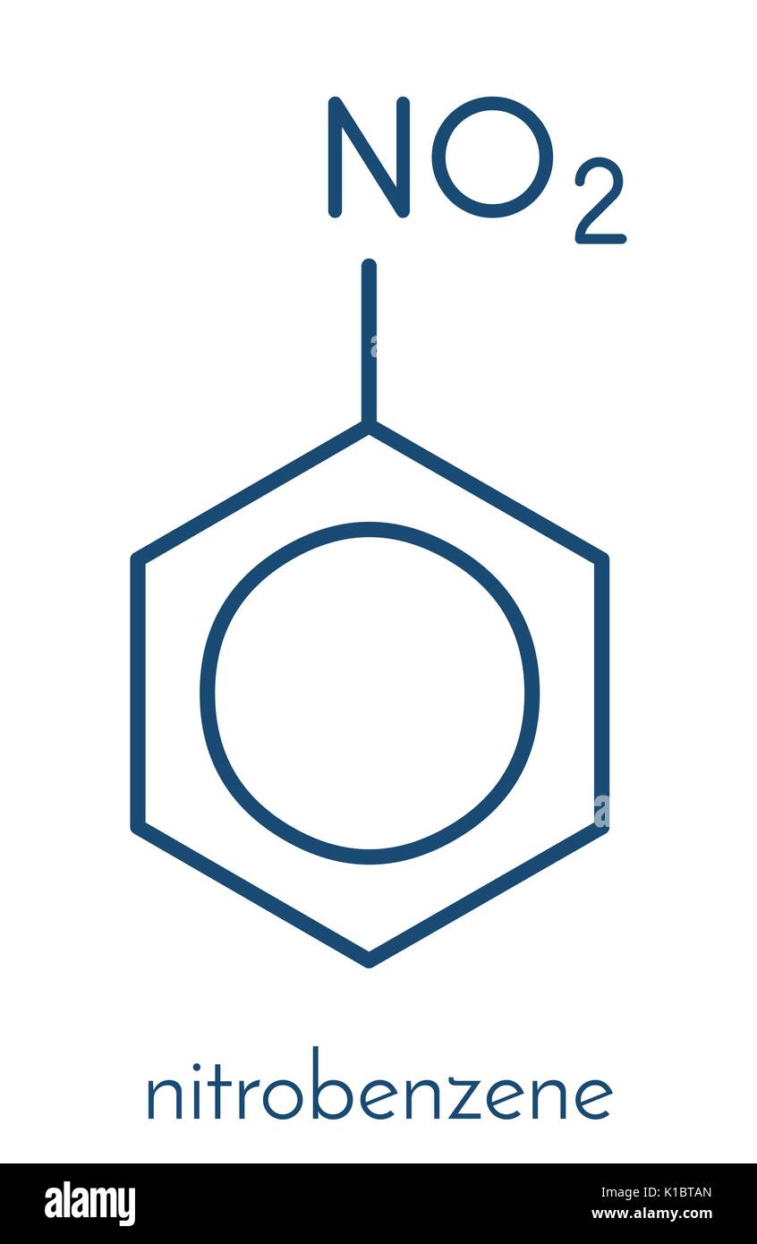 Nitrobenzol Lösungsmittel Molekül. Skelettmuskulatur Formel. Stock Vektor