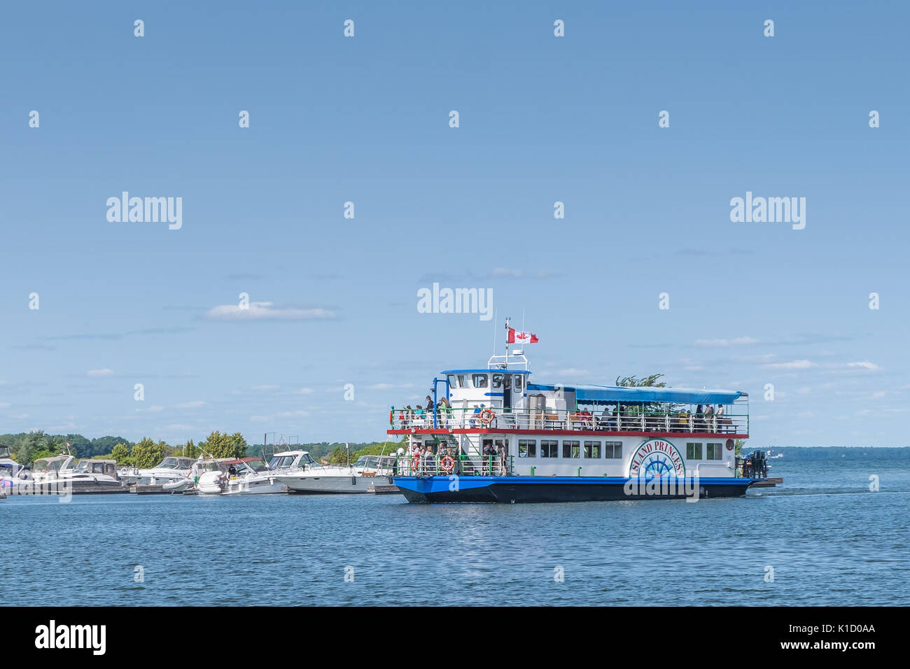 Die Island Princess eine Tour Boot auf See Couchiching fährt täglich vom Hafen von Orillia Ontario. Stockfoto