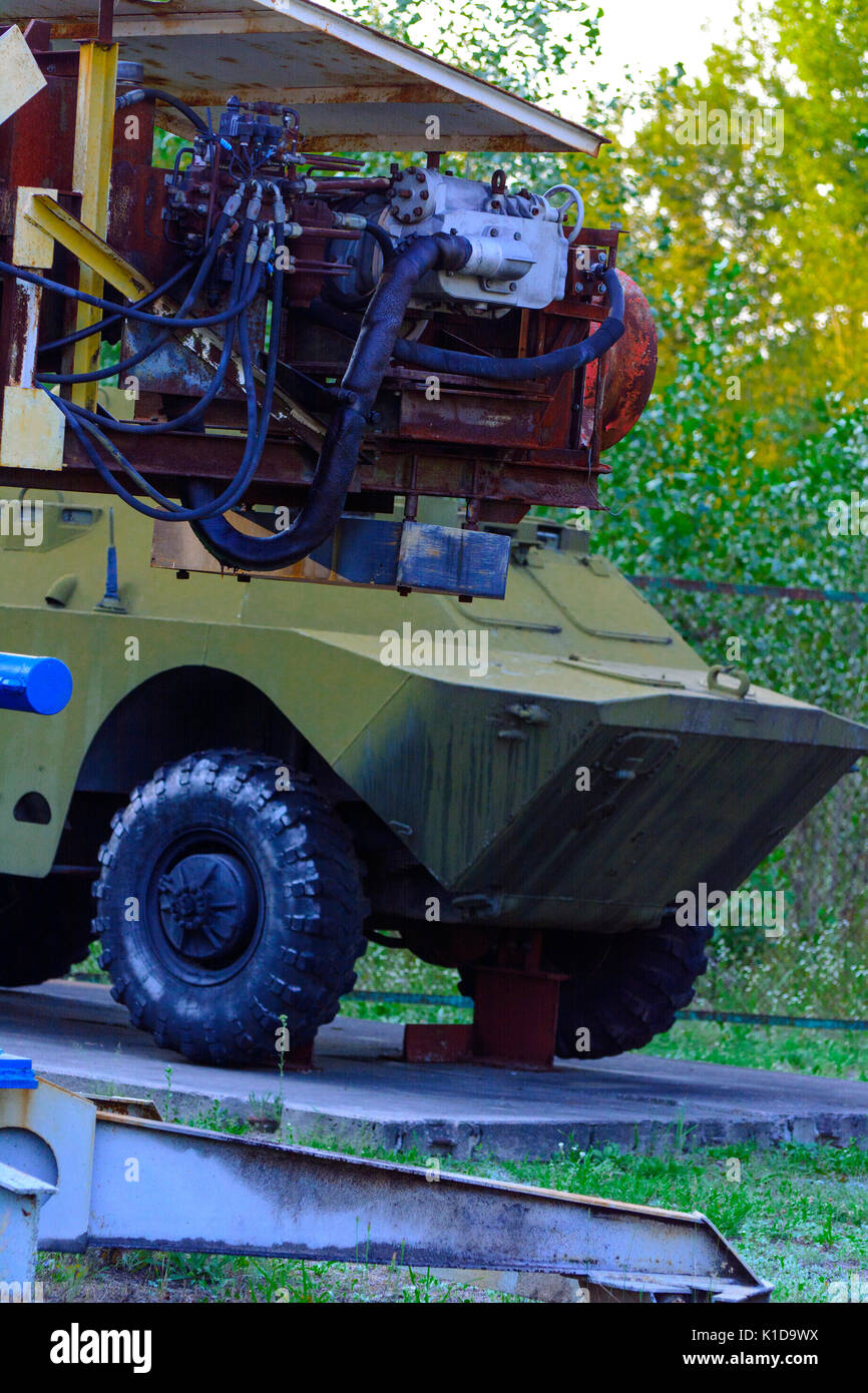 Eine Ausstellung der Sowjetischen Roboter, die die Trümmer nach dem Unfall im Kernkraftwerk Tschernobyl behandelt. Folgen der Tschernobyl nucle Stockfoto