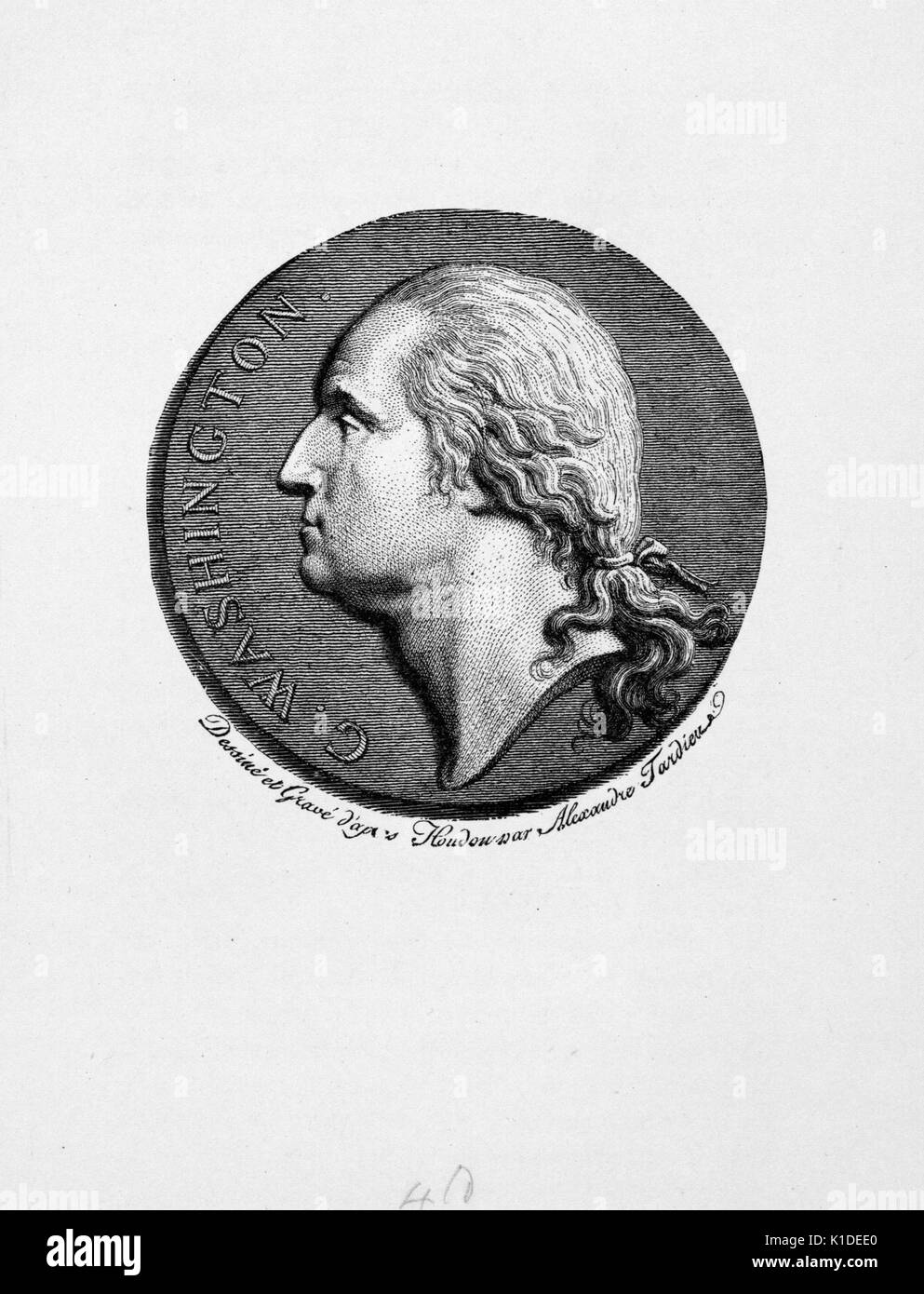 George Washingtons Profil, Strichgravur, 1900. Aus der New York Public Library. Stockfoto