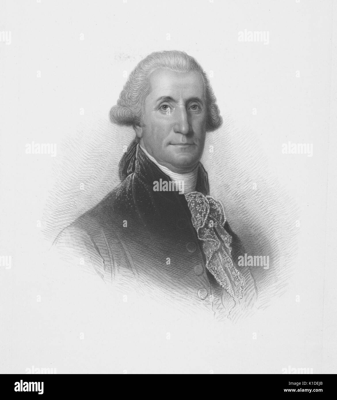 Ein kupferstich von einem Porträt von George Washington, 1900. Von der New York Public Library. Stockfoto