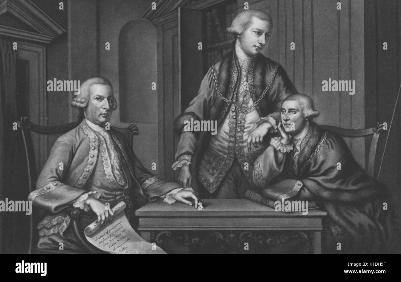 William Beckford, Jason Townsend und John Sawbridge sitzen an einem Tisch und Unterhalten, Gravieren, 1830. Von der New York Public Library. Stockfoto