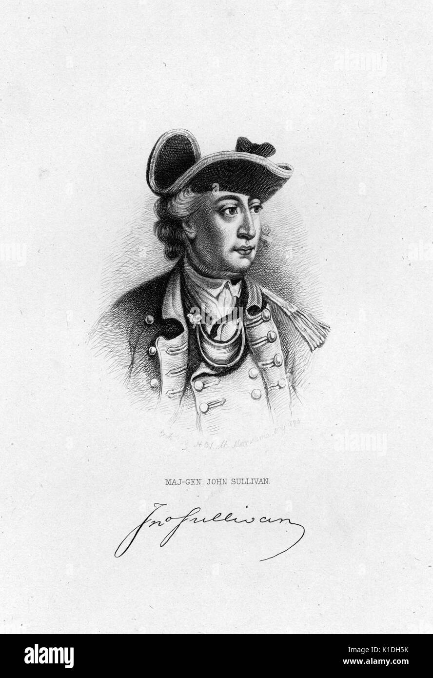 Major General John Sullivan, ein General im revolutionären Krieg und Mitglied des Continental Congress, 1873. Von der New York Public Library. Stockfoto