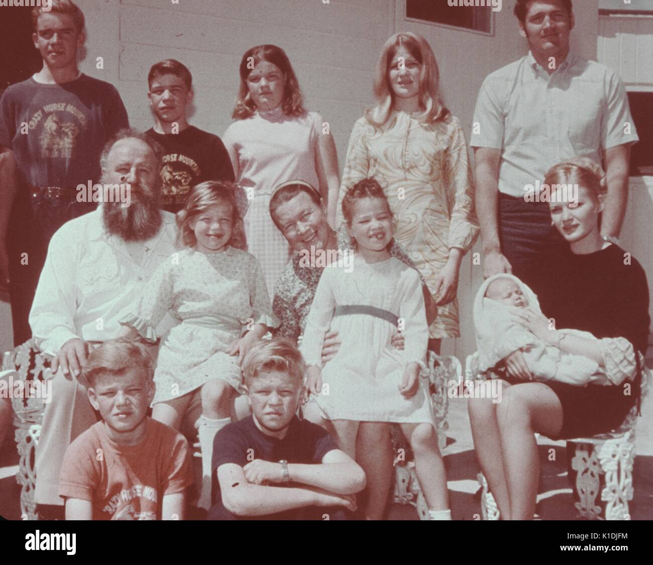 Familie von Bildhauer Korcrak Ziolkowski, der die Crazy Horse Mountain Memorial, 1975 erstellt. Stockfoto