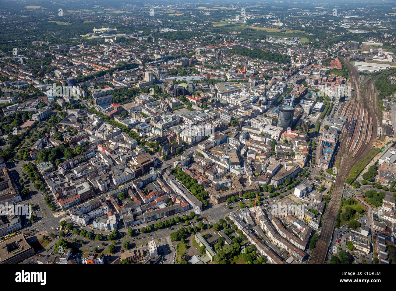 Überblick über Dortmund, Dortmunder Hauptbahnhof, Dortmund, Ruhrgebiet, Nordrhein-Westfalen, Deutschland Stockfoto