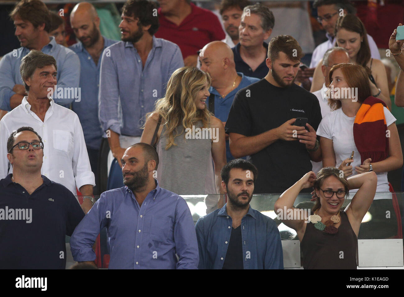 26.08.2017. Stadio Olimpico, Rom, Italien. Serie A Fussball. As Roma vs Inter. Lorella Cuccarini mit Familie. Stockfoto