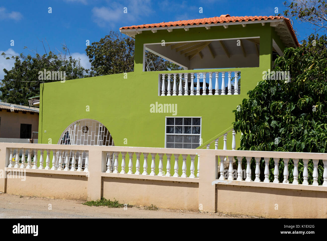 Kralendijk, Bonaire, Leeward Antilles. Middle-Class Residence. Stockfoto