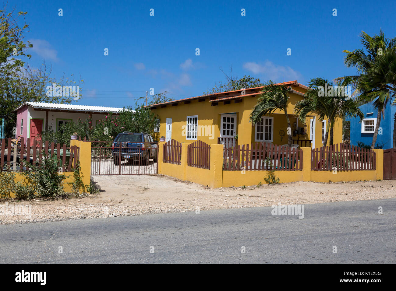 Kralendijk, Bonaire, Leeward Antilles. Middle-Class Residence. Stockfoto