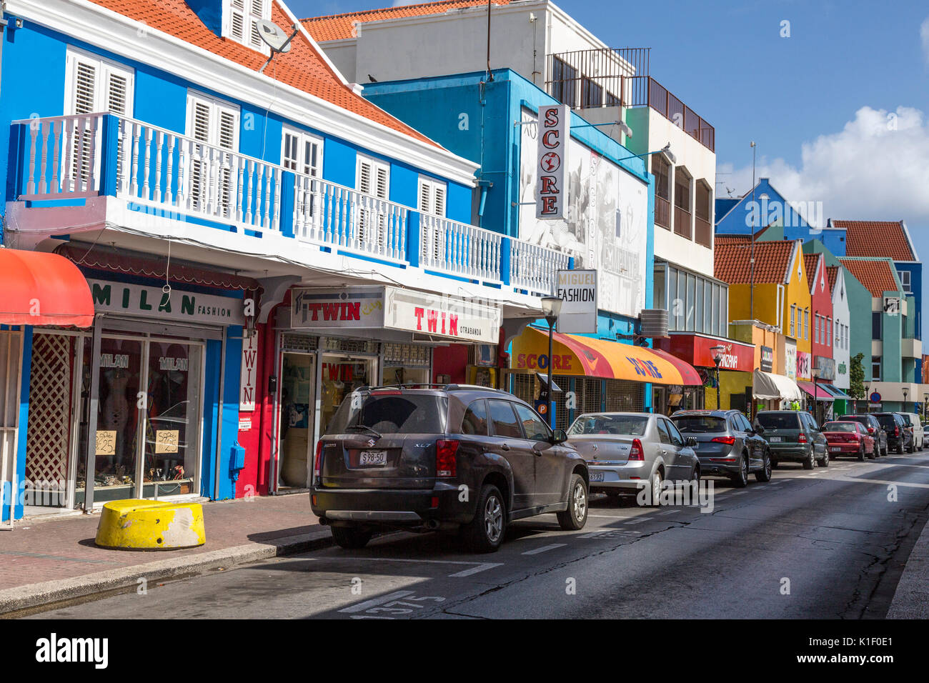 Willemstad, Curacao, Kleinen Antillen. Breedestraat Street Scene. Stockfoto