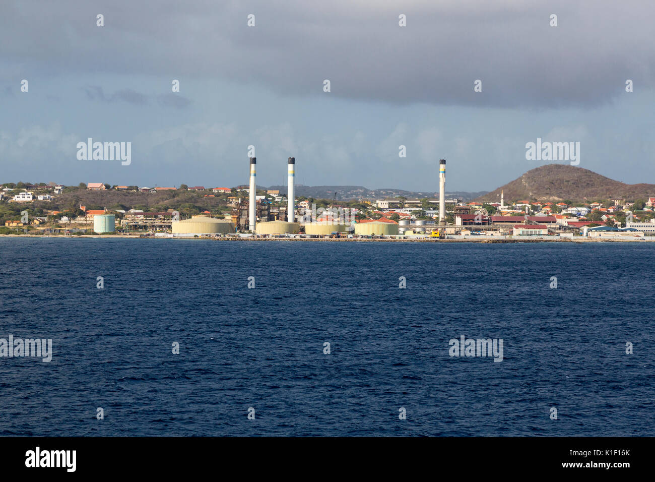 Willemstad, Curacao, Kleinen Antillen. Entsalzungsanlage. Stockfoto