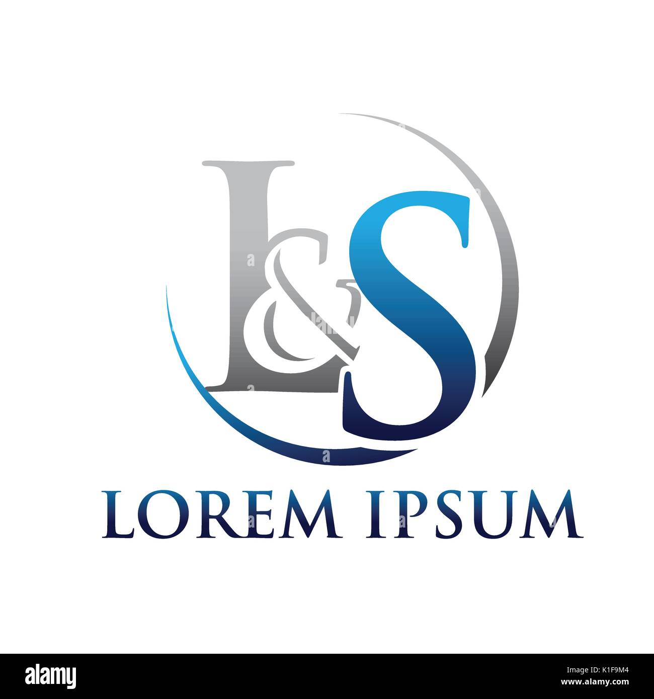 L&S Logo innerhalb einer Gliederung der cirlce, Icon Design, auf weißem Hintergrund. Stock Vektor