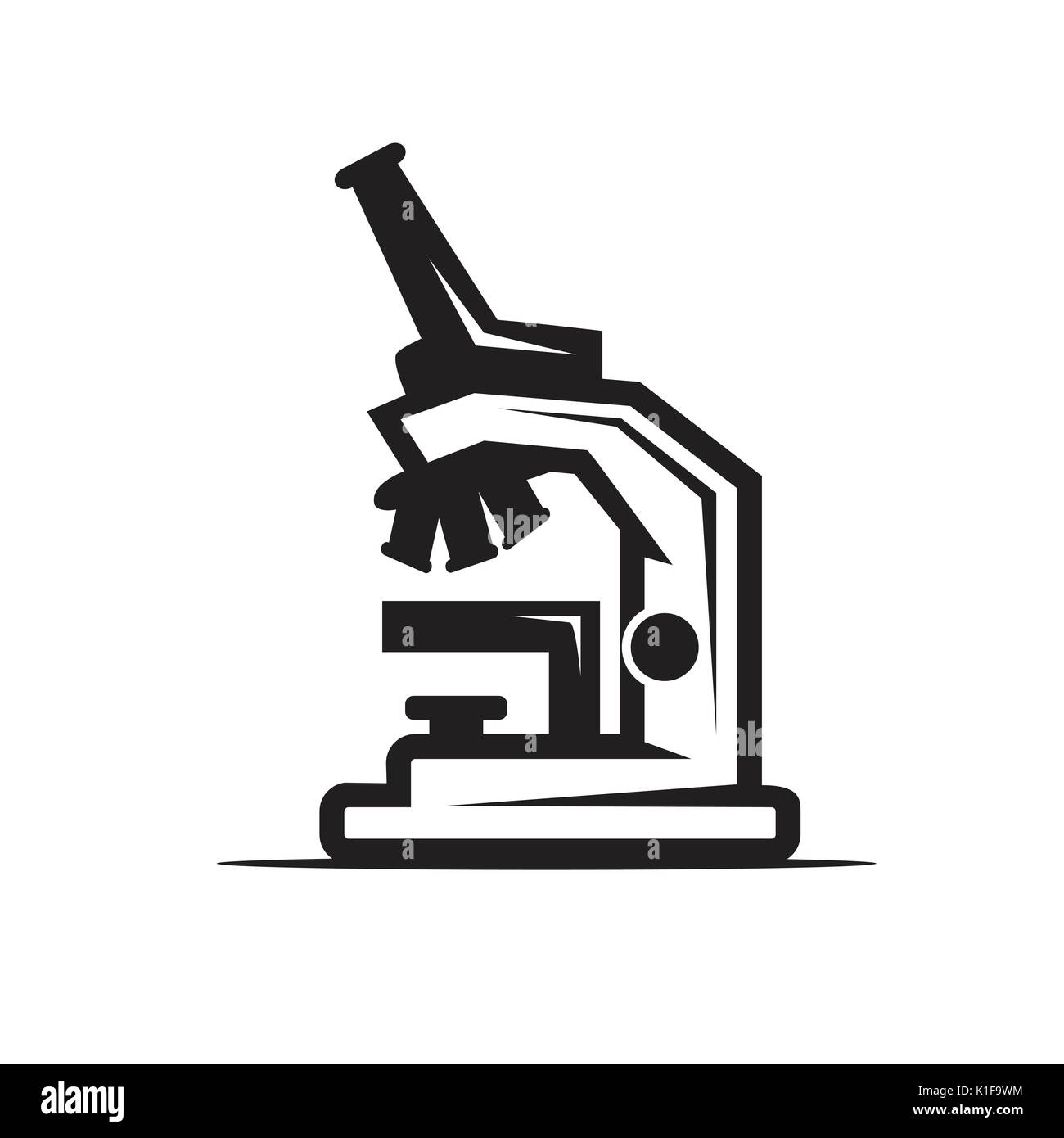 Elegante Mikroskop Symbol, Icon Design, auf weißem Hintergrund. Stock Vektor