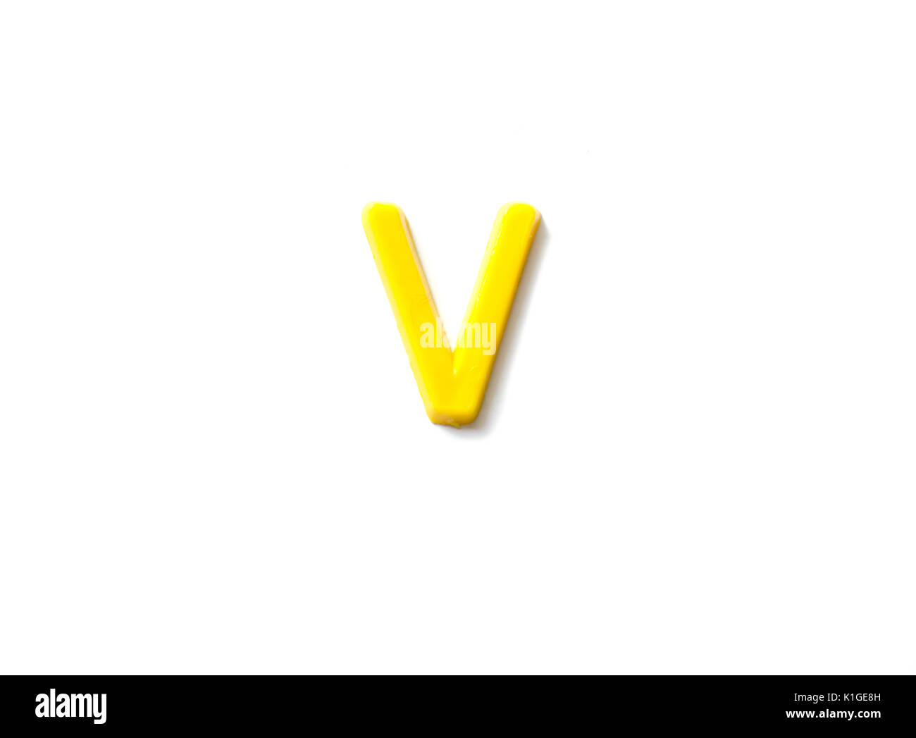 Plastische Buchstaben V weißem Hintergrund. Stockfoto