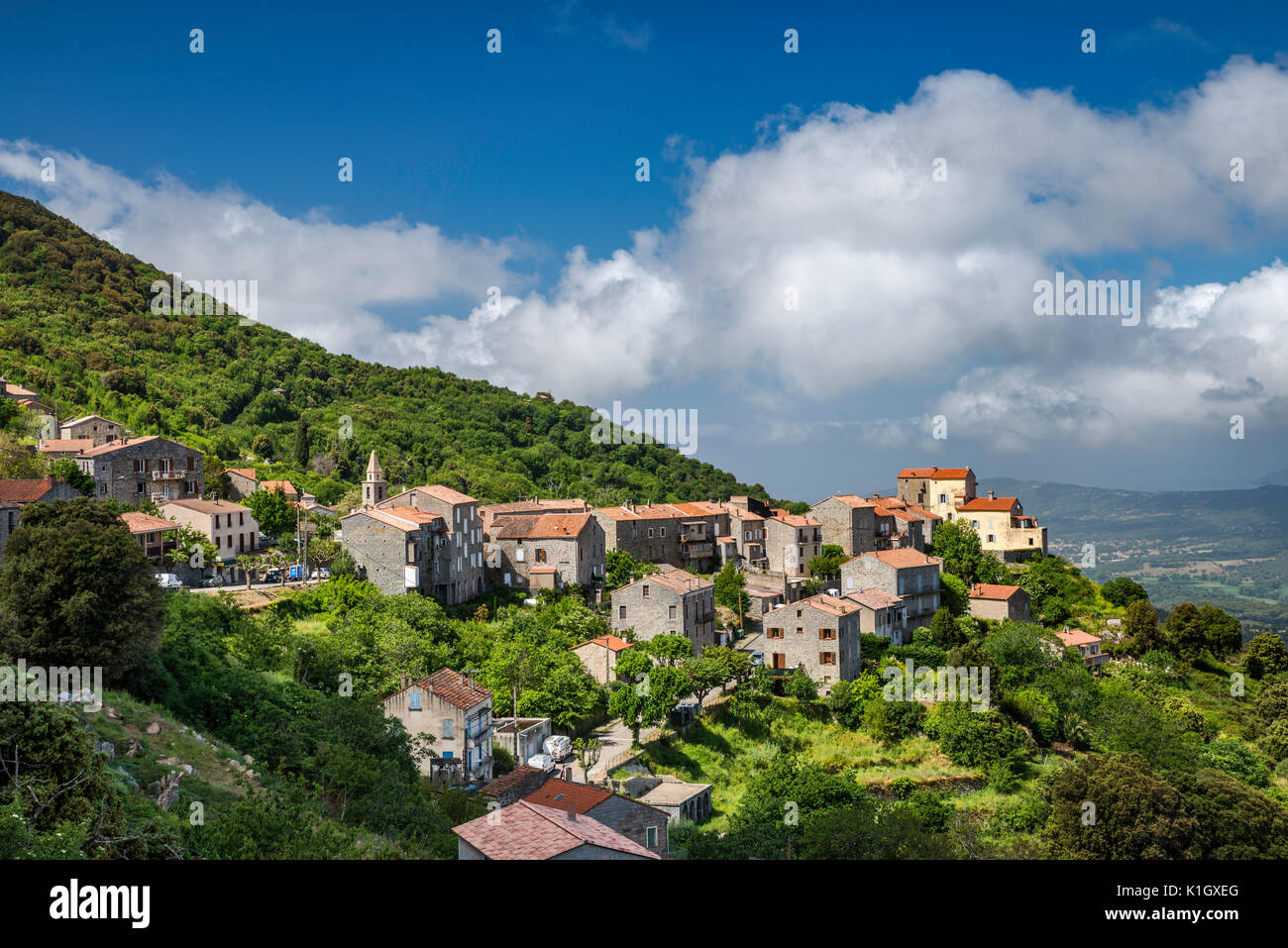 Stadt Sollacaro, Corse-du-Sud, Korsika, Frankreich Stockfoto