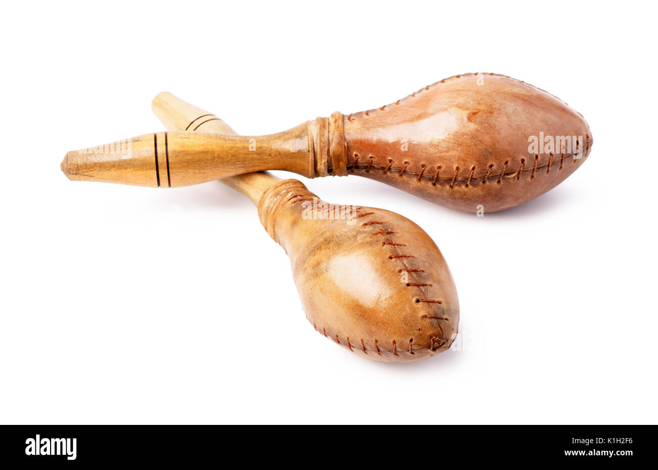 Paar maracas auf weißem Hintergrund Stockfoto