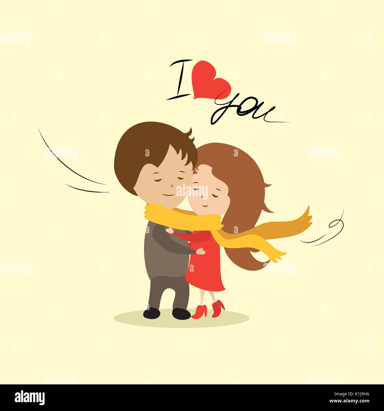 Paar in Liebe gebunden einen großen Schal, Vektor, Abbildung Stock Vektor