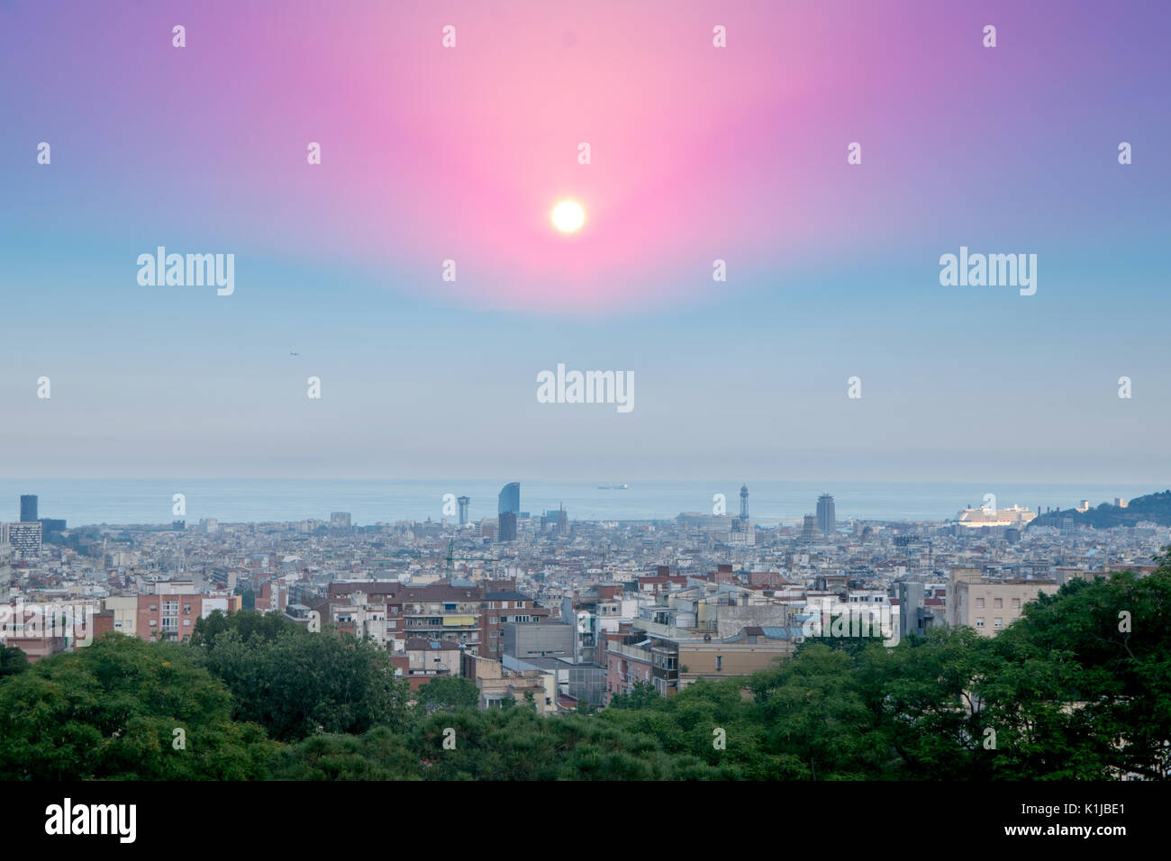 Sonnenuntergang in Barcelona, Spanien Stockfoto