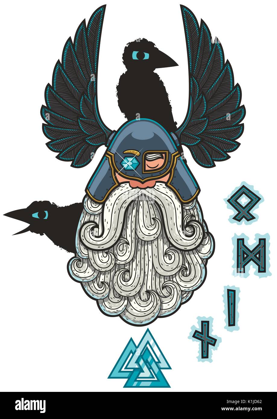 Cartoon Illustration der nordische Gott Odin. Stock Vektor