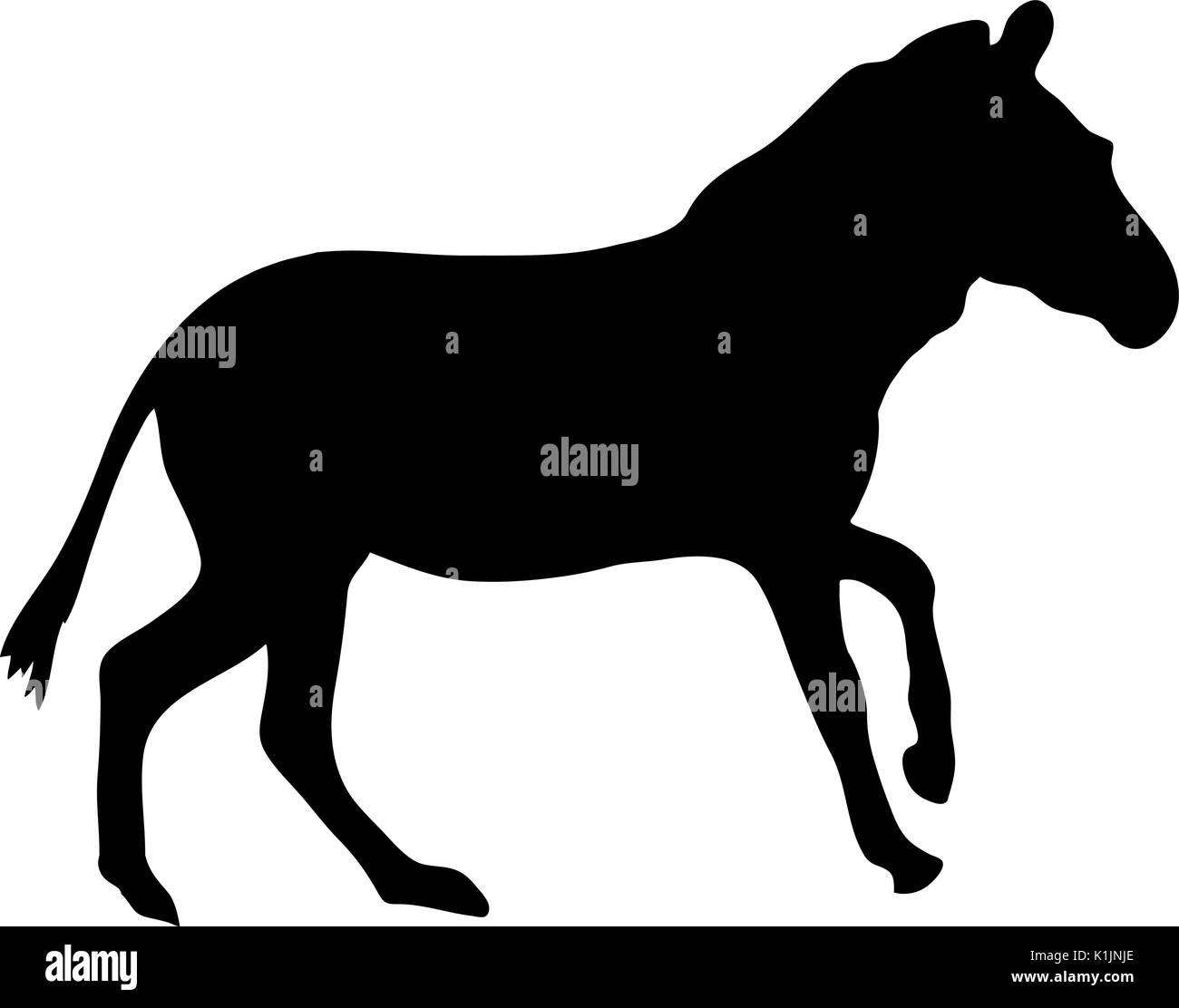 Blick auf die Silhouette eines sich bewegenden Zebra Stock Vektor