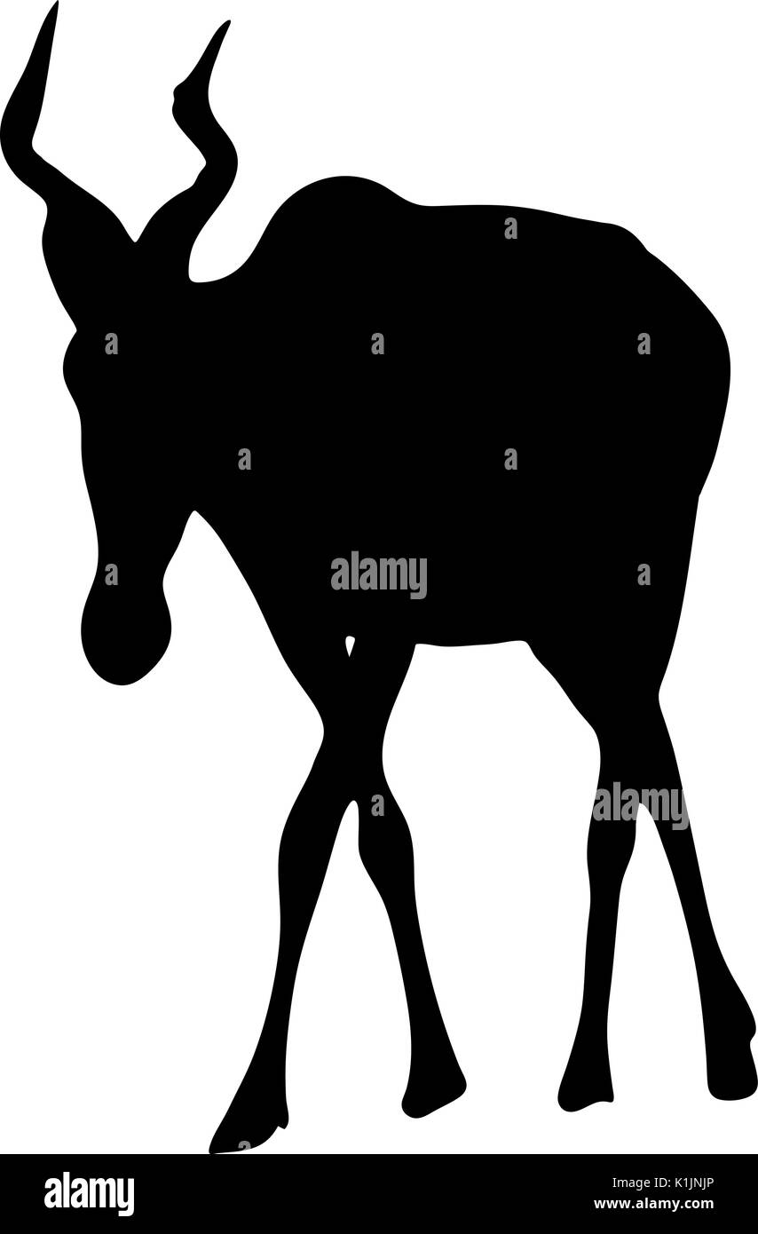 Blick auf die Silhouette eines Red Hartebeest Stock Vektor