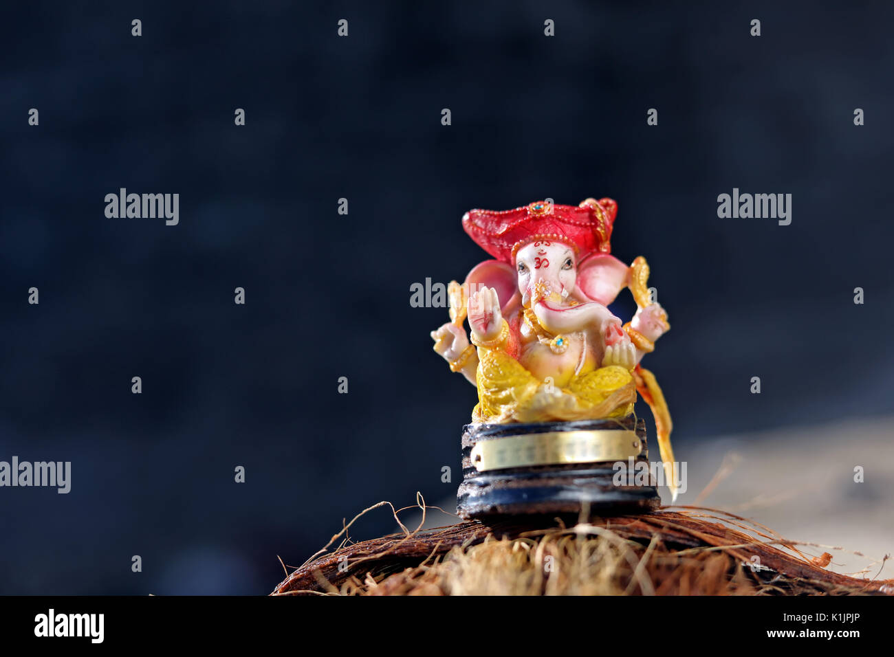 Lord Ganesha auf Coconut Stockfoto