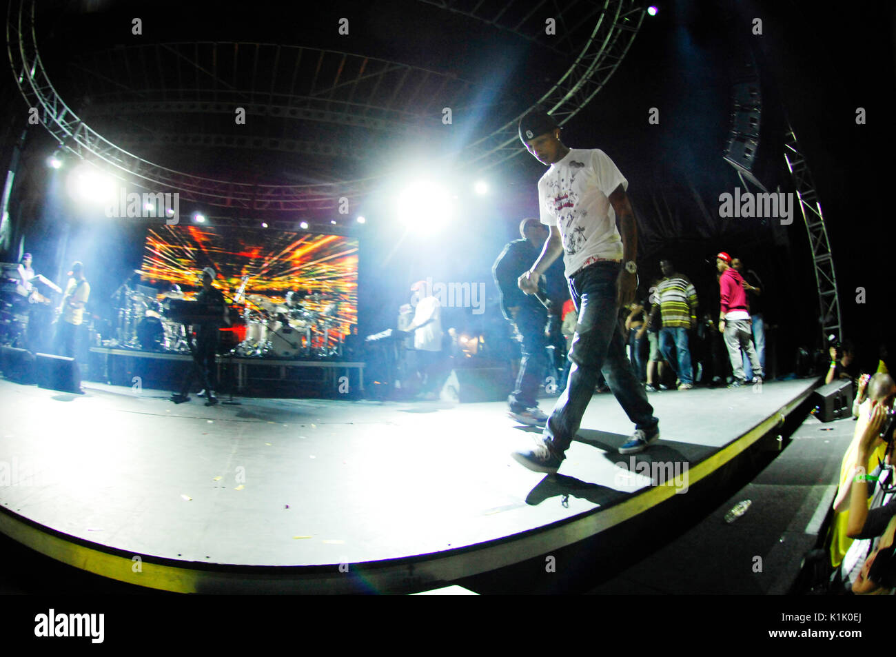 Pharrell Williams N.E.R.D. Durchführung Hard Summer Festival Shrine Expo Hall Los Angeles Juli 19,2008. Stockfoto