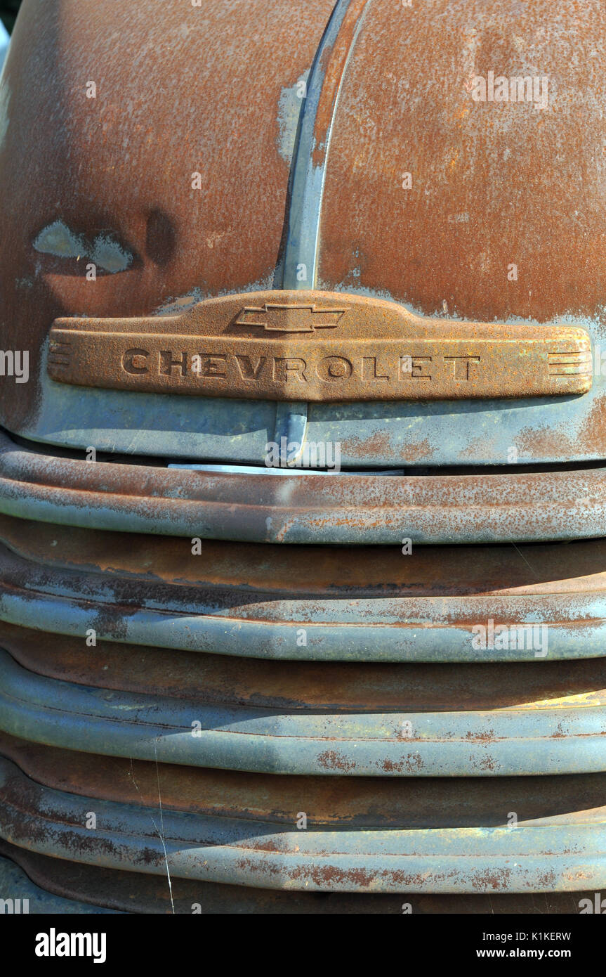 Vintage Chevrolet auto Rost weg Sammler Autos Amerikanische iconic Cars chevvy Rost schaufel Renaturierungsprojekte Chevrolets besitzer Clubs Stockfoto