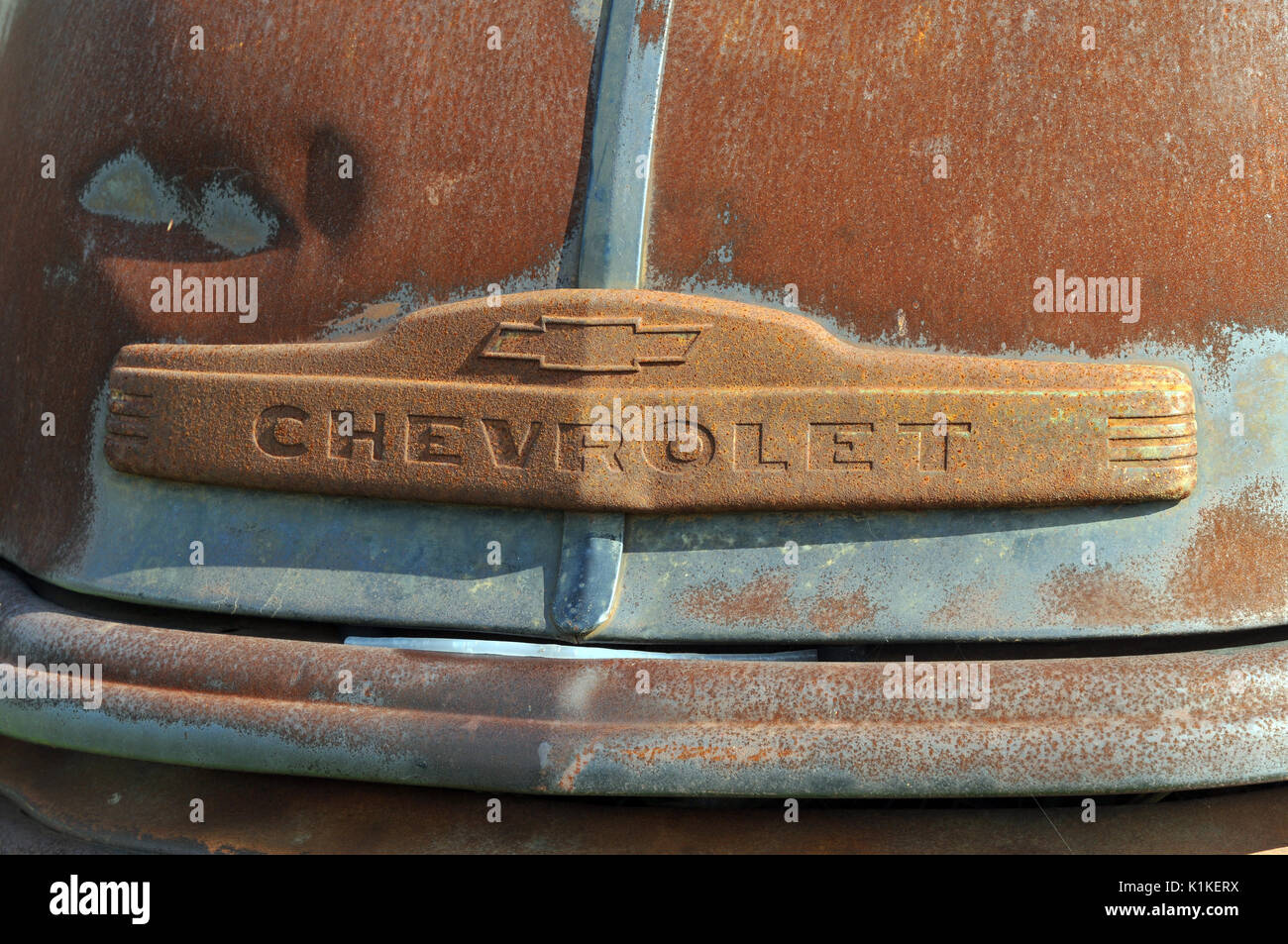 Vintage Chevrolet auto Rost weg Sammler Autos Amerikanische iconic Cars chevvy Rost schaufel Renaturierungsprojekte Chevrolets besitzer Clubs Stockfoto