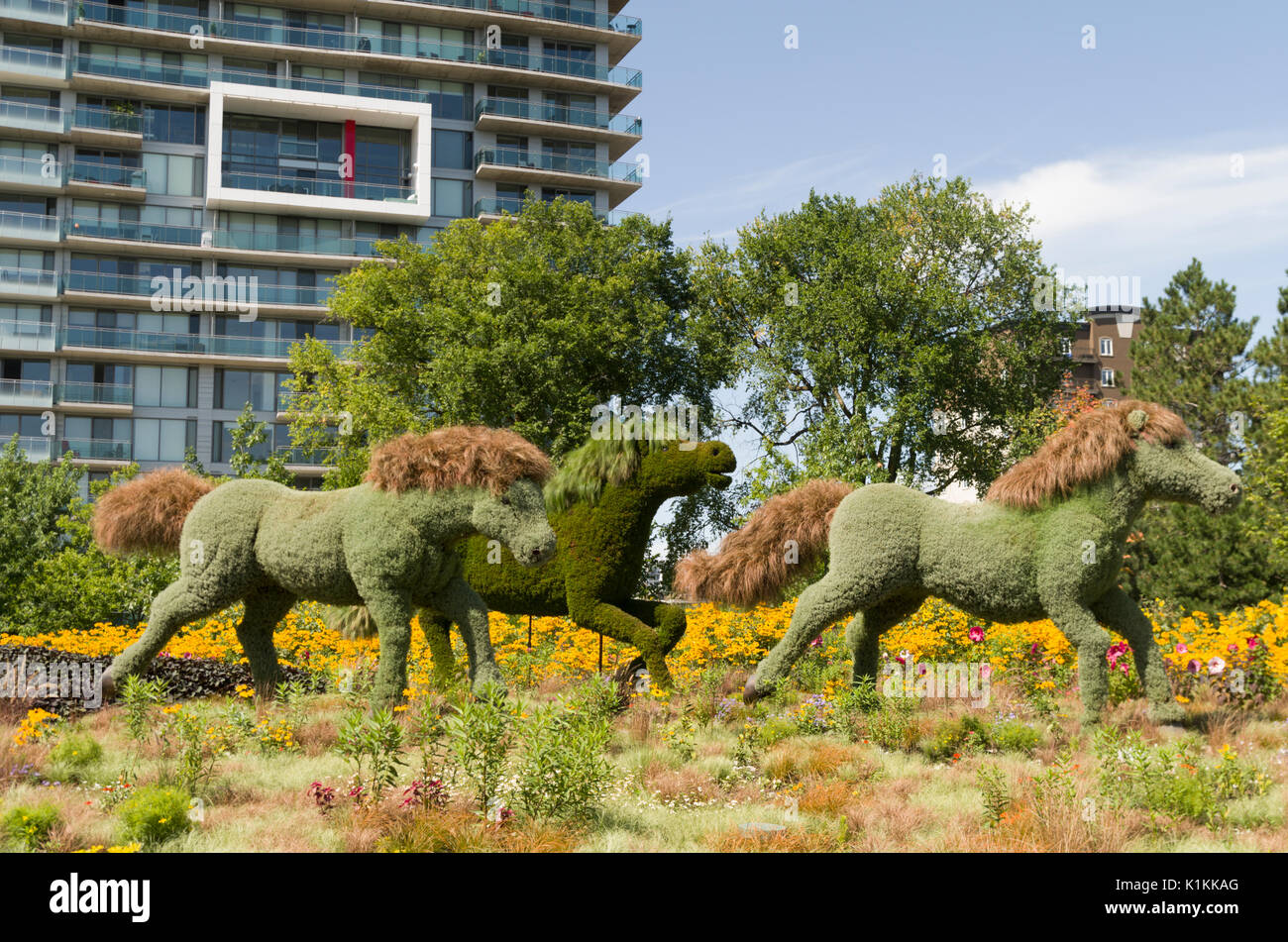 MosaïCanada 150, ist eine Feier der 150 Jahre Eidgenossenschaft Kanadas mit mosaïculture aus den Provinzen, Territorien, erste Nationen und China. Stockfoto