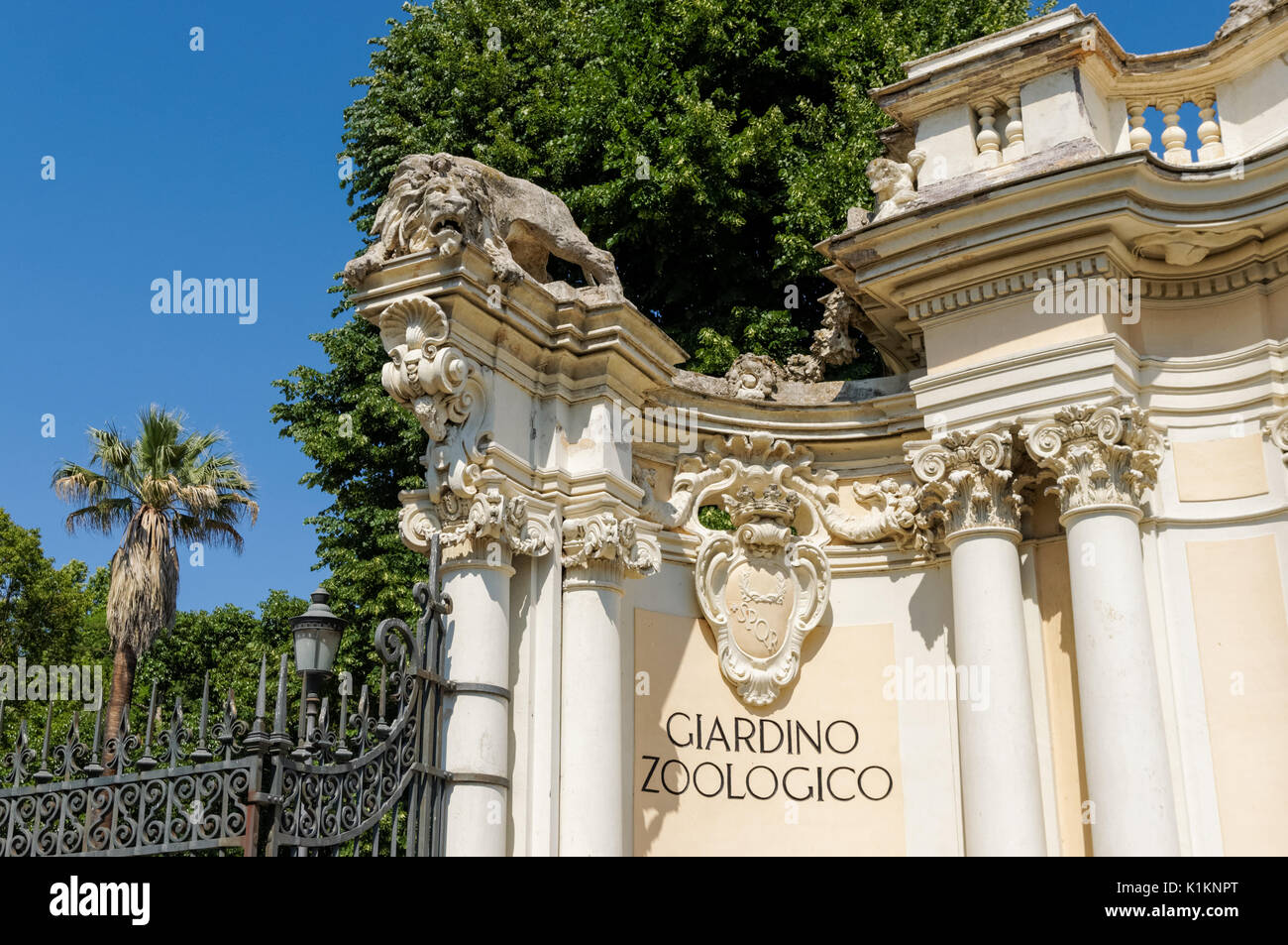 Eingang zu Bioparco di Roma, Zoo in Rom, Italien Stockfoto