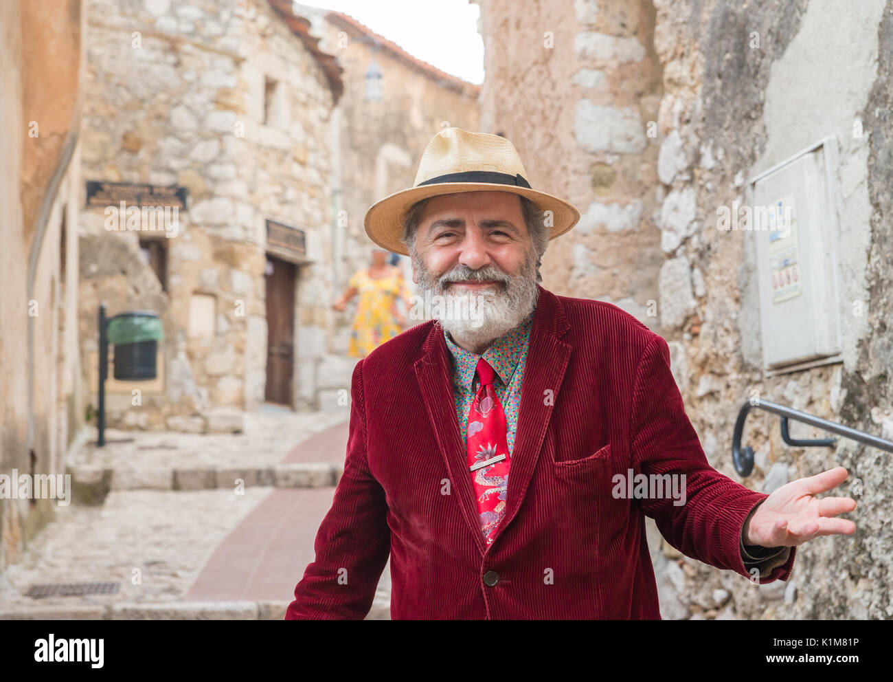 Exzentrischen älteren Mann in Eze, Cote d'Azur, Frankreich Stockfoto