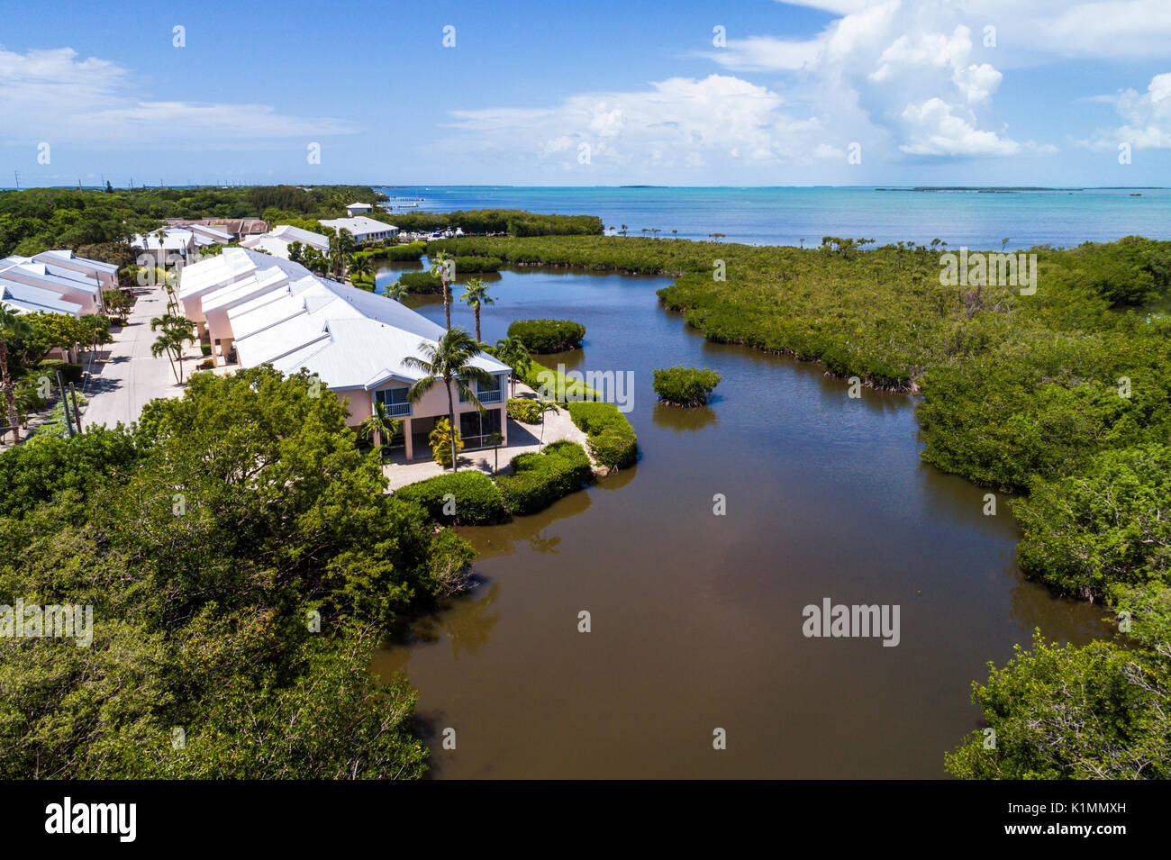 Florida, Florida Keys, Upper, Key Largo, Florida Bay, Luftaufnahme von oben, FL17081832D Stockfoto