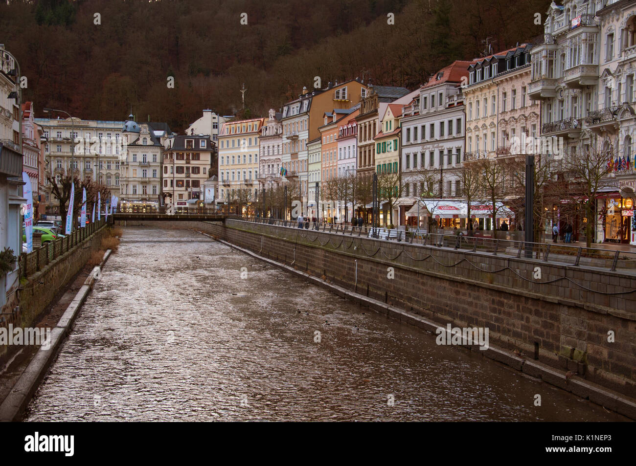 Karlsbad oder Karlsbad, Tschechische Republik - 31.12.17, 2015: Dieser Kurort ist benannt nach Karl IV., Kaiser des Heiligen römischen Reiches und König von Böhmen. Stockfoto